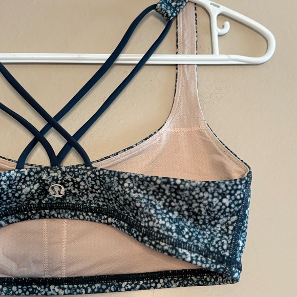 Lululemon Navy Blue Speckled Criss Cross Strappy Back Sports Bra - Picture 8 of 9